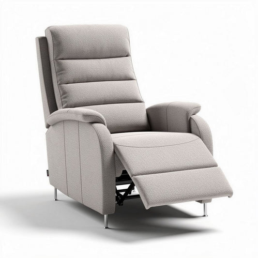 Hedendaagse relaxfauteuil van stof met verstelbare voetensteun in lichtgrijs 90 x 85 x 100cm