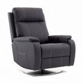 Zwart leren relaxfauteuil met draaivoet en afmetingen 90 x 85 x 100cm