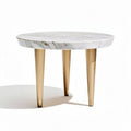 Ronde marmeren salontafel met gouden metalen poten 60 x 60 x 45cm