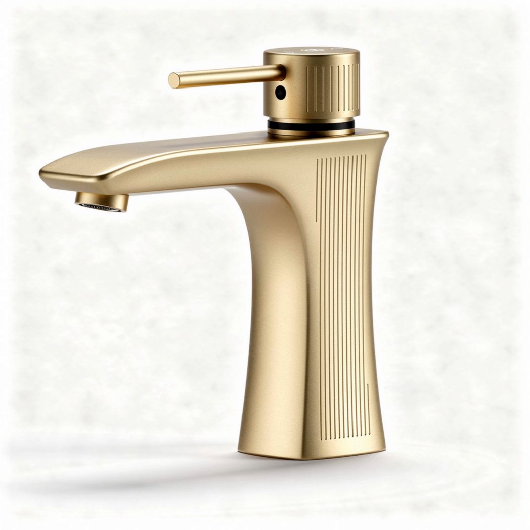Gouden wastafelmengkraan met een hoogte van 20 cm en een moderne uitstraling