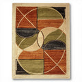 Geweven vloerkleed met geometrisch patroon in bruin en groen 160 x 230 x 1cm
