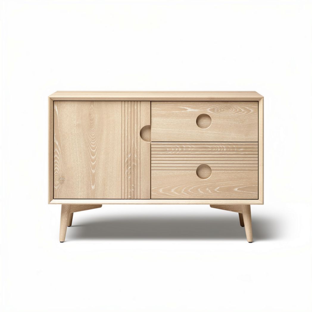 Houten kast met 2 lades en een deur 80 x 40 x 70cm beige