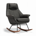 Schommelstoel met stoffen bekleding en houten rockers 75 x 80 x 100cm
