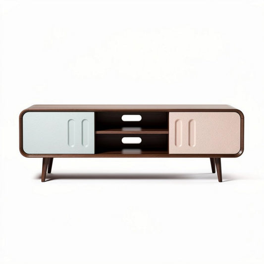 Tv-meubel van hout met 2 deuren en open vakken 150 x 40 x 40cm