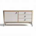 Eikenhouten dressoir met ribbelmotief en drie lades 120 x 50 x 75cm