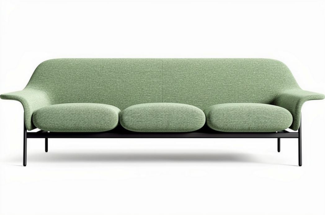 Groene stoffen bank met metalen frame 200 x 80 x 75cm voor interieurdesign