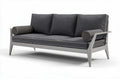 Hout en stof bank in antraciet met kussens en armsteunen 200 x 80 x 85cm